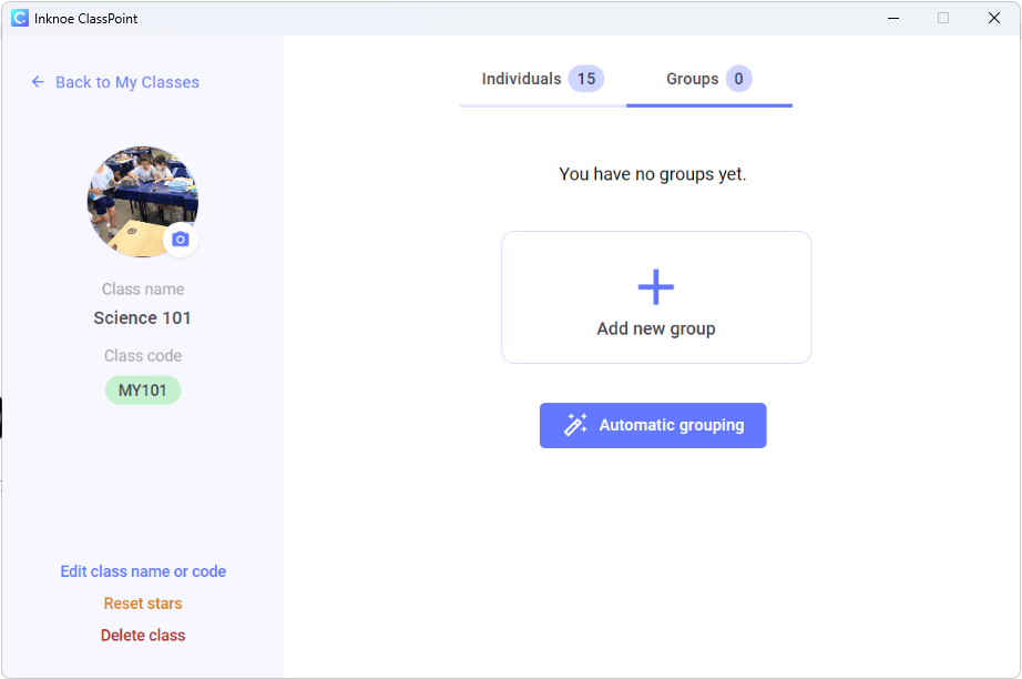 Set up groups in ClassPoint