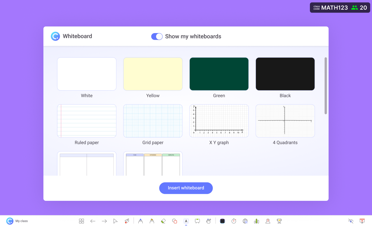 Add whiteboard during slide show